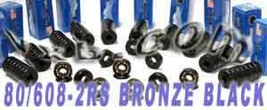 80 608B-2RS Skateboard/Inline Skate/Rollerblade/Hockey/Fidget Spinner Black Bearings Bronze Cage - VXB Ball Bearings