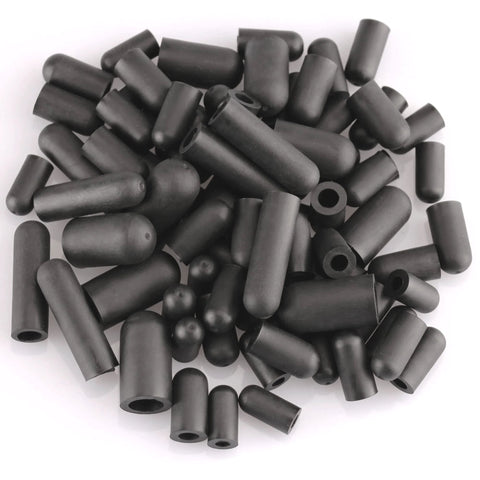 80 pcs black rubber vacuum hose caps, 6 sizes, for carburetor vacuum plugs and intake manifold fittings