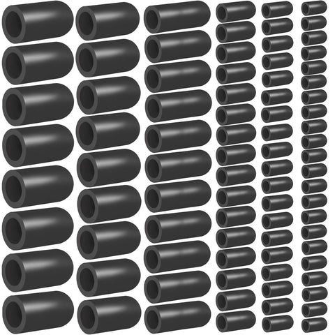 Vacuum hose cap set, 80-piece, black rubber, 6 sizes for automotive carburetor vacuum plugs and intake fittings