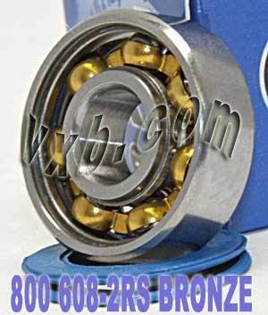 800 Skateboard/in-line/Skate/Fidget Bearing Bronze Cage Sealed - VXB Ball Bearings