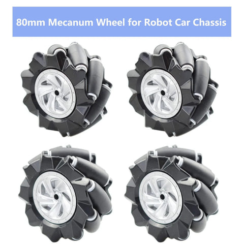 Four Premium 80mm Mecanum Wheels for AGV Robot Car Chassis, Omni Directional Tire with Metal Coupling for DIY Projects