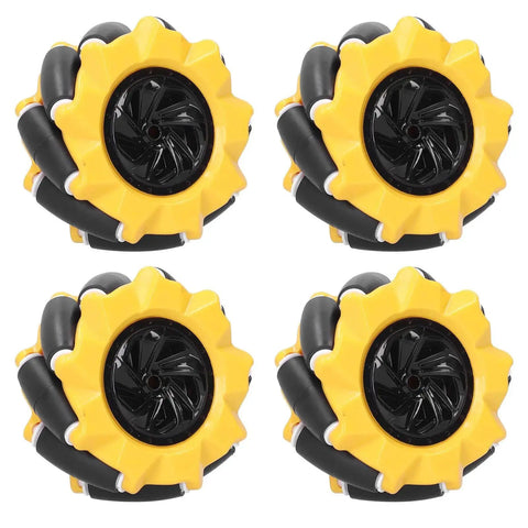 Omni Directional Mecanum Wheel Set For Robots 3.1 Inch 80 Mm Two Pairs DIY Robot Car Projects And Science Kits Yellow Black