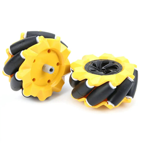 Dope 80mm Mecanum Wheel For Geared Motors Robot Car Wheel And DIY Toy Component With Rubber Coating, yellow ABS wheels