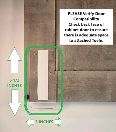 Hands Free Cabinet Door Opener Foot Pull Adhesive Toe Kick 4 Pack No Touch Access included dimensions and door compatibility