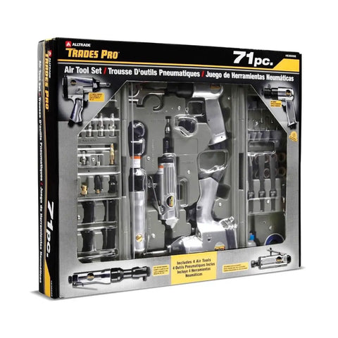 Beefed-Up 71-Piece Pneumatic Air Tool Kit With 1/2 Inch Impact Wrench, 3/8 Inch Ratchet, Air Hammer, Die Grinder, Hose Fittings, And Storage
