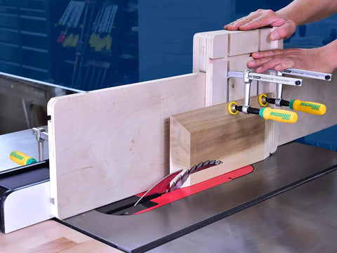 Matchfit Dovetail Clamps Four Pack Exclusive Bundle With Dovetail Router Bit One Quarter Inch Shank used on wooden jig