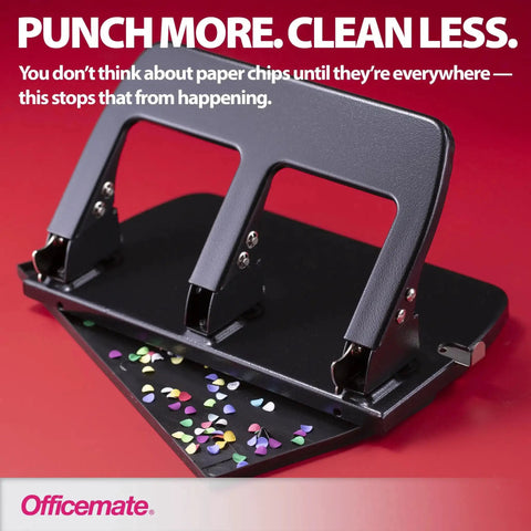 3 Hole Punch for Home Office, Medium Duty, Black, Ergonomic Soft Grip Handles, Adjustable Paper Guide, Metal Base, 30 Sheet Capacity