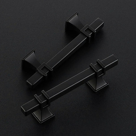 3 Inch Black Cabinet Handles 30 Pack Square Zinc Alloy Pulls for kitchen and bathroom cabinets, showcasing sturdy modern design.
