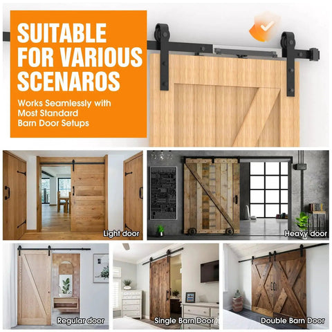 Soft Close Barn Door Kit for Sliding Systems and Flat Track with Buffer Damper Anti Slam Mechanism Quiet Operation 88 to 132 lb