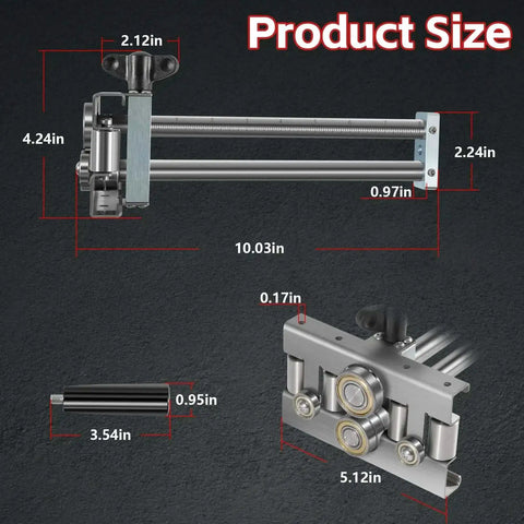 Pro Grade Sheet Metal Bender Tool dimensions with adjustable bend height from three eighths to eight inches, detailed view.