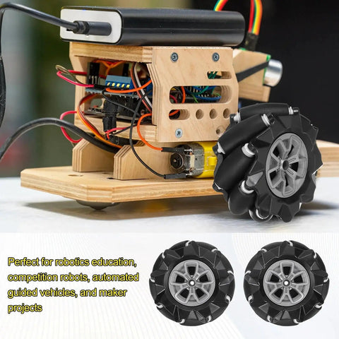 Mecanum Wheel Set With Couplings For Smart Robot Cars And DIY Models 97mm ABS Rubber Omnidirectional Left Wheels Black