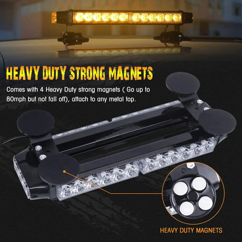 LINKITOM roof-top amber LED strobe light bar with four heavy-duty magnets