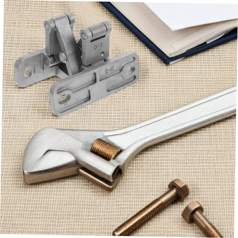 Invisible Heavy Duty Door Hinges For Indoor And Outdoor Use, Concealed Stainless Steel Hinges with tools and bolts on fabric surface.