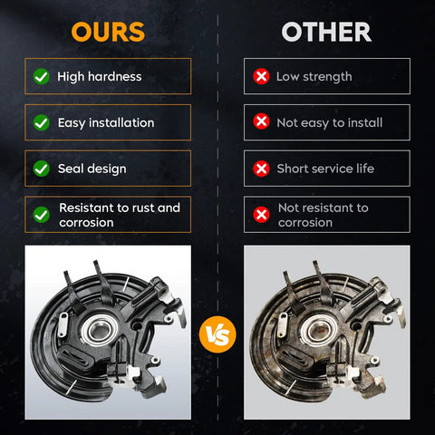 Comparison of rear wheel hub bearing steering knuckle assembly for Ford Explorer and Mercury Mountaineer, focus on durability and design