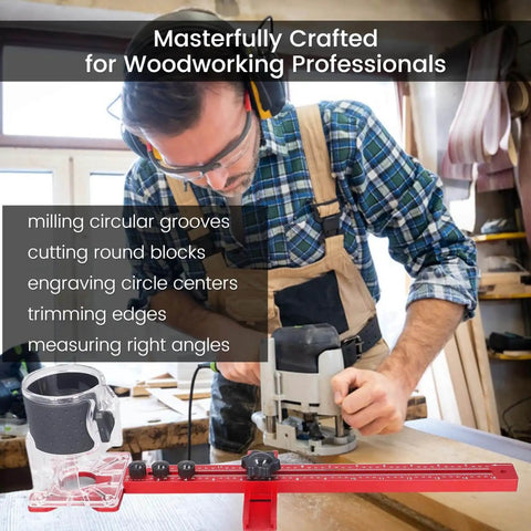 Person using All In One Router Milling Groove Bracket And Circle Cutting Jig For Woodworking on a workbench.