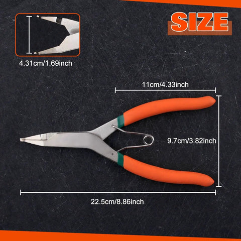 9 Inch Angle Tip Lock Ring Pliers With Hole For Circlip Removal And Installation showing size and ergonomic handle features