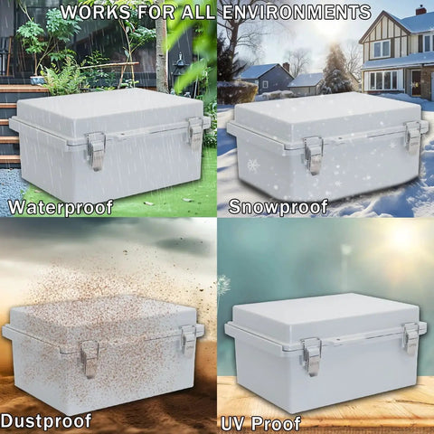 Outdoor Waterproof Electrical Box IP67 Junction Box With Mounting Plate ABS Plastic showcasing waterproof, snowproof features