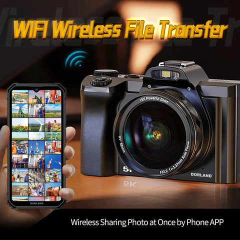Rugged Intrinsically Safe Digital Camera With 5K Resolution And 48MP Sensor showing WiFi wireless file transfer to smartphone.