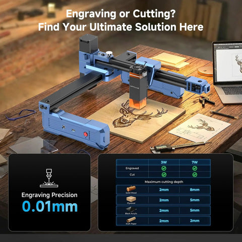 Foldable 7000mW Laser Engraver With 200x150mm Working Area For Wood Leather And Acrylic in action on a worktable