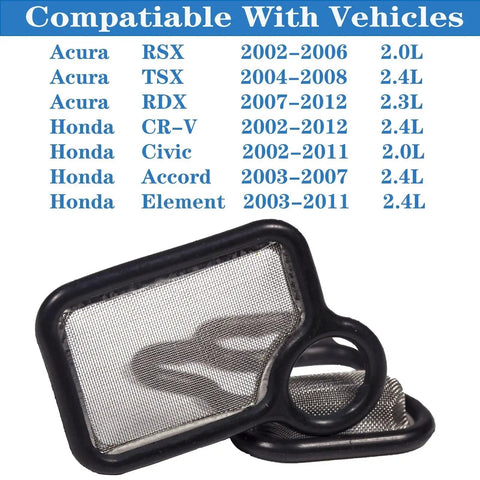 Honda VVT VTEC Solenoid Gasket Kit With Spool Valve Filter For Accord CRV Element Civic Si Crosstour RDX Acura TSX Engines