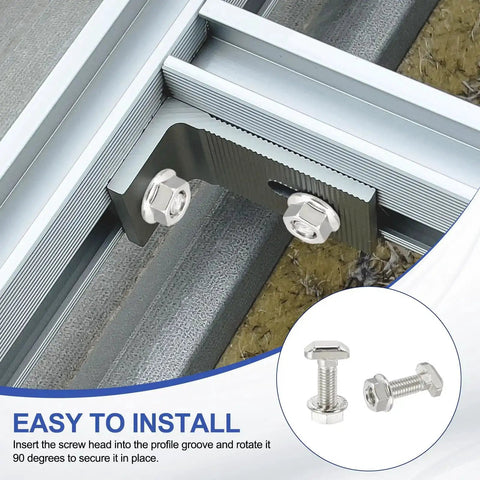 M8x25mm T Slot Bolts For 40 Series Aluminum Extrusion With Hammer Head Drop In Design and Hex Flange Nuts, easy installation shown