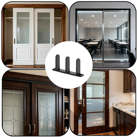 Universal Black Sliding Door Bottom Guides Set, 4 Pack With Screws, ABS Floor Track Roller Guides for 1-3/8 Inch Cabinet Doors