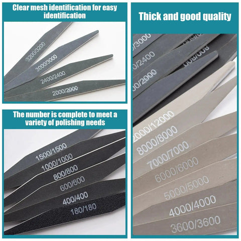 20 Pcs Sanding Sticks Set For Plastic Models And 3D Prints, Assorted Grits shown with various grit labels