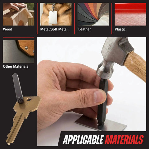 Using 36 Piece Letter And Number Steel Punch Stamp Set With Wood Storage Case For Metal Leather And More on metal plate