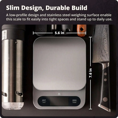 Beast Mode Kitchen Scale For Bulk Cooking 22 Pound Digital Food Scale with stainless steel platform and high definition LCD.