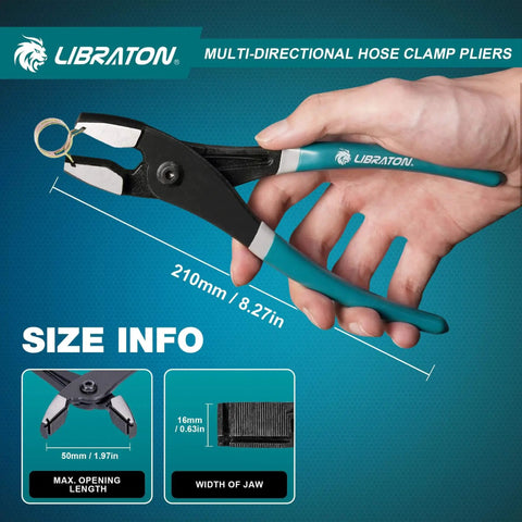 Pro Grade Multi Direction Hose Clamp Pliers With Two Direction Cross Groove Jaws For Automotive Repair held in hand