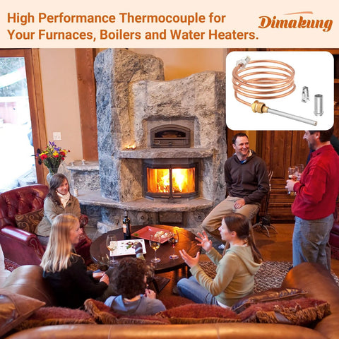 CQ100A1005 furnace thermocouple with adapter fittings, 36-inch copper coil for Honeywell 30 mV pilot systems