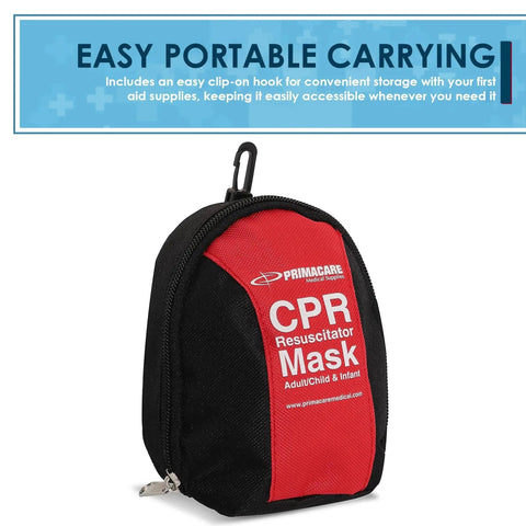 Essential CPR Mask Kit For Adults And Infants Grab-And-Go Emergency Resuscitator Set With Carrying Case Primacare RS-6848