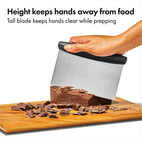 Stainless Steel All Purpose Scraper and Dough Cutter for Pizza Bread and Cookie Dough, Vegetable Chopper with Built In Quarter Inch Markings