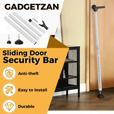 2 In 1 Sliding Door Security Bar, Adjustable From 16.5 To 48 Inches, Inside Window Safety Lock For Home Apartment And Hotel Rooms, Portable Door Jammer, Suitable For Sliding Doors And Hinged Doors, White.