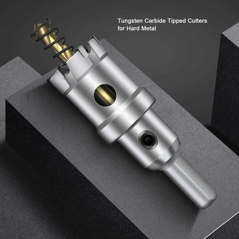 Beefy 3 Inch Tungsten Carbide Tipped Hole Saw Cutter For Metal Steel Iron Wood Plastic With 2 Titanium Plated Pilot Bits