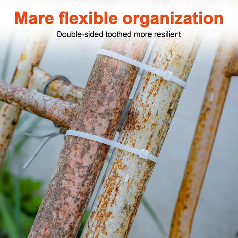 18 Inch Heavy Duty Zip Ties 120 Lbs Tensile Strength Double Sided Toothed Self Locking Nylon Cable Ties for Indoor Outdoor White