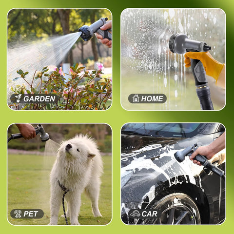 Relxitl garden hose, 50ft, black, flexible hose with 10-function sprayer; for garden, home, pets, and car wash