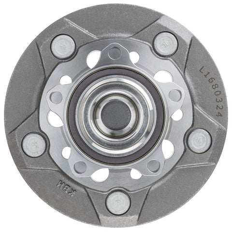 Front view of Front Wheel Bearing Hub Assembly For Ford Transit 150 250 350 2015 To 2019 With 6 Bolt 5 Lug Pattern Front Left Or Front Right Replacement Part Durable Steel Construction.