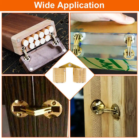 Hidden Brass Barrel Hinges For Wood Boxes 4 Pack 10mm With 16 Screws 180 Degree Opening Ideal For DIY Jewelry Box Making
