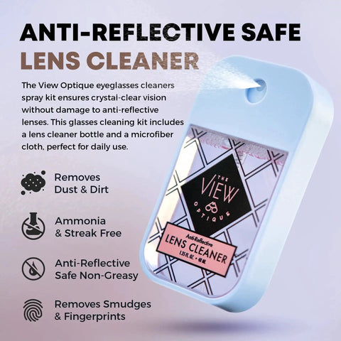 Anti Reflective Safe Lens Cleaner Spray for Glasses Cameras and Screens Ammonia Free 1.35 Ounce Travel Size with lens cleaner bottle