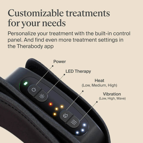 Control panel of Four In One Back Wrap With Heat, Far Infrared, Vibration, and LED Therapy for customizable home treatment.
