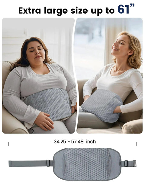 Two women using Extra Large Heating Pad With Massager For Back Pain And Cramps Auto Shut Off Corded Heated Waist Belt, gray