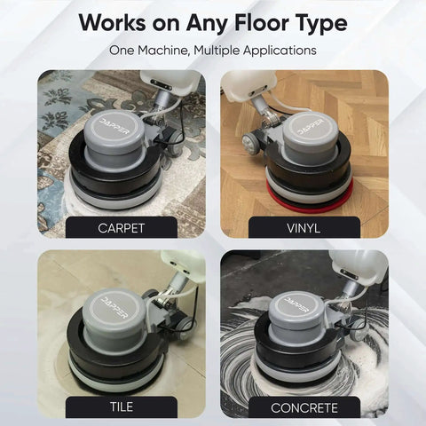 Heavy Duty Weighted Floor Buffer Polisher 1500W 154 RPM in use on carpet, vinyl, tile, and concrete floors