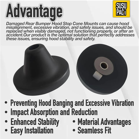 Cascadia Hood Stop Cone Mount Set 2 Pack Right or Left 2008 to 2017 with stability features displayed
