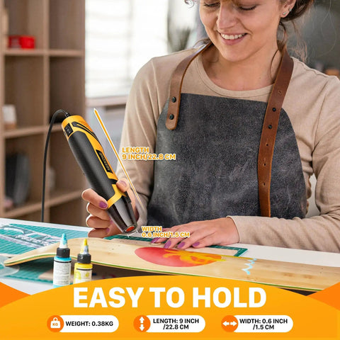 Woman using Dope Mini Heat Gun With Dual Temperature 500F And 842F for crafting, featuring long 4.9 ft cord and nozzle safety shield.