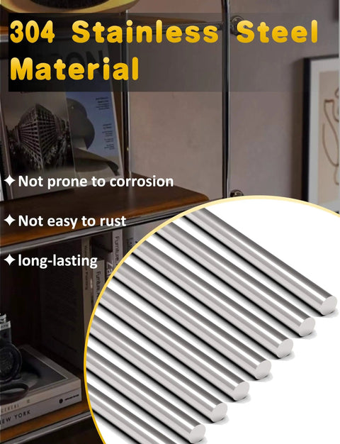 12 Pieces 3mm By 300mm 304 Stainless Steel Round Rods For Metalworking Hobby And Diy Projects Smooth Shafts Ideal For Industry Crafting And Toolmaking displayed on a shelf