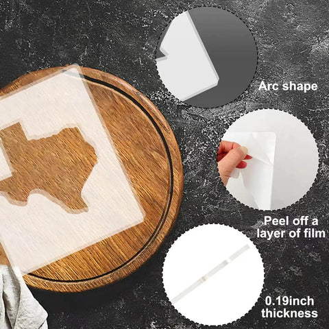 United States Router Template Set Clear Acrylic Inlay Template For Woodworking State Map Jig For Tracing Crafting And Inlay Guides Reusable Durable Template For Texas And Other States showing Texas outline on wood surface.