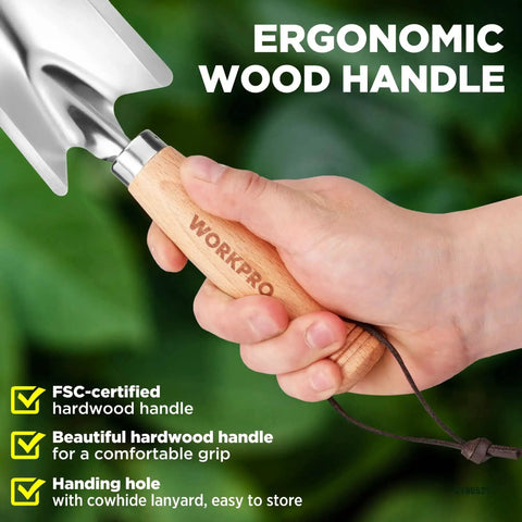 11 Inch Garden Hand Trowel With Wood Handle, Tough As Nails Heavy Duty Polished Stainless Steel Digging Tool for Planting