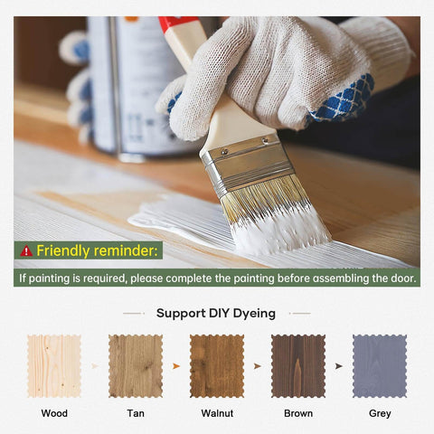 Painting spruce wood for 36 By 84 Inch Glass Sliding Barn Door Slab With 6.6 Foot Hardware Kit Included, 5 Panel Frosted Glass, DIY ready