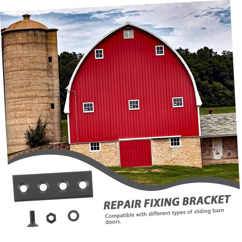 Heavy Duty Sliding Barn Door Hardware Set With Track Connector And Mending Plates In Black Finish Flat Bracket System